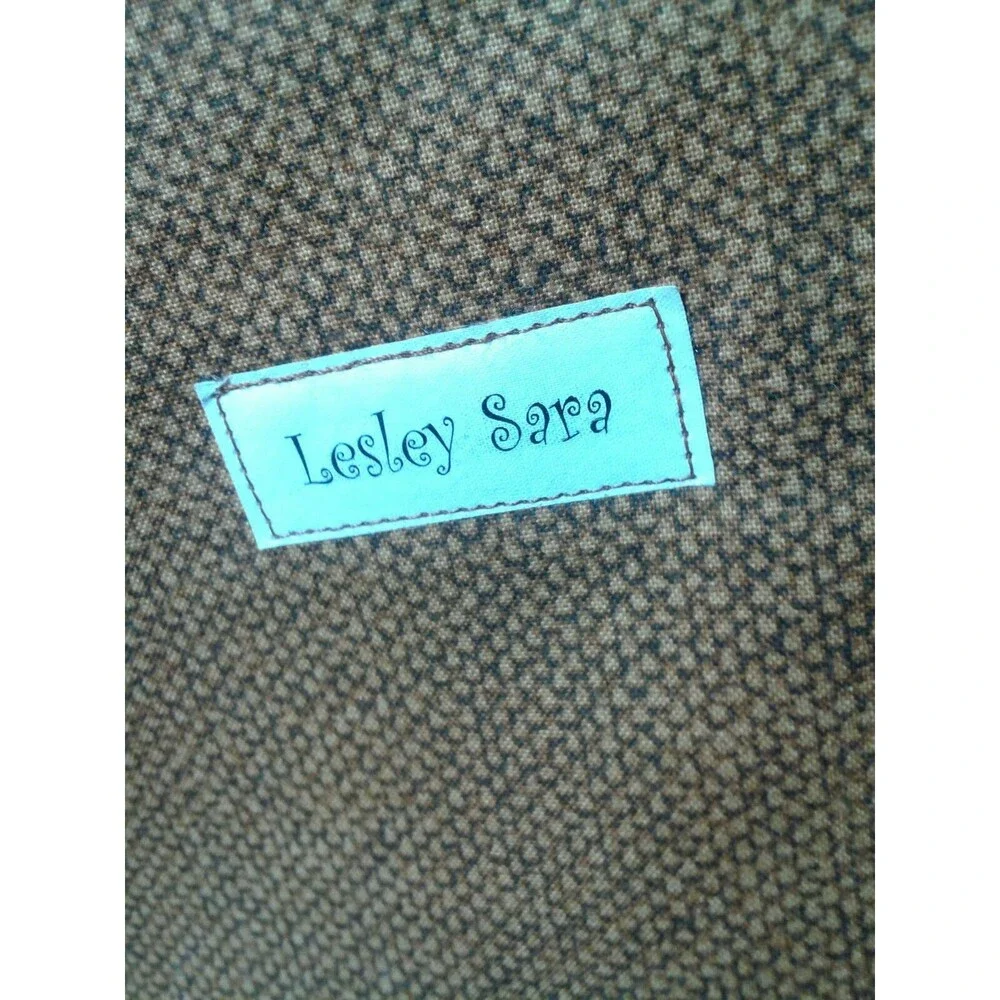 Lesley Sara Custom Made Cotton & Leather Tote Large Carry All Burgundy & Brown